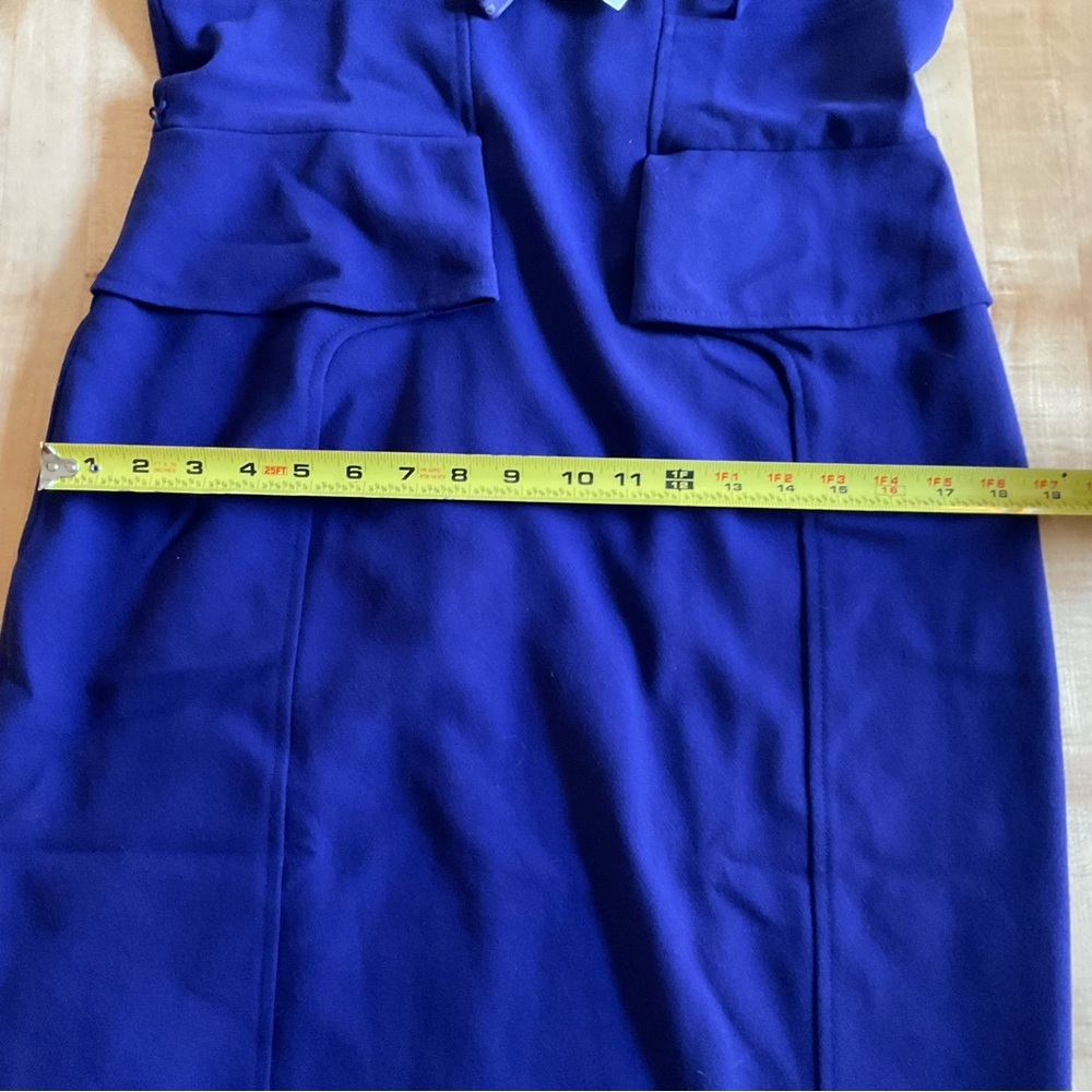 David Meister Purple Sheath Dress Size 10 Belted Square Neck Career Cocktail - Picture 15 of 16